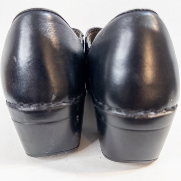 Dansko Size 40 (US 9.5) Tamara Clog Black Leather Slip On Nursing Heeled Shoe - Picture 9 of 9